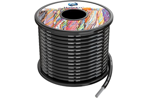 16 AWG, 1,3 mm², silikon, elektrisk trådkabel, svart, 15 meter, mjuk och flexibel, syrefri, hög temperatur, beständig, förtennad koppartråd