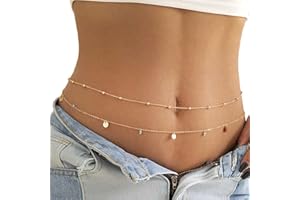 Sethain Bohemio Borla Cadena de la Cintura Oro Turquesa Cadenas de Vientre en Capas Talón Cadena de la Cintura Cadena de Biquini Joyas para el Cuerpo para Mujeres y niñas