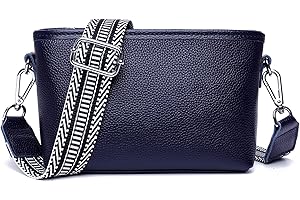 Crossbody Bag Damen Breiter Gurt - Leder Umhängetasche Klein Schultertasche, Moderne Frauen Taschen Stylish Bauchtasche Handtasche mit Abnehmbarer Schultergurt, Blau Handytasche Zum Umhängen