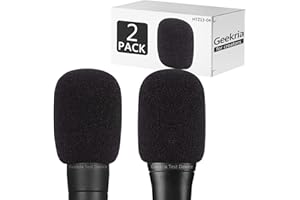GEEKRIA per Creators Parabrezza in schiuma compatibile con Shure SM48, SM58LC, BETA 57A, BETA 58A, PGA48-QTR, PGA58-XLR Microfono Antipop Copertura in schiuma microfono (nero / 2 pezzi)