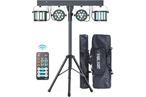 Erreyht 60 W Derby + RGBW LED Par lumière DJ avec support et télécommande, éclairage de scène avec DMX-3/6/15 canaux lumières disco pour dj, Faire la fête, églises, concerts, mariages, Noël (avec sac)