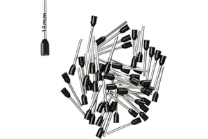 Afeld Elektro Terminales de cable de 1,50 mm², color negro, aislado, longitud total: 18 mm, longitud total: 25,2 mm, 50 unidades para conductores de alambre fino y fino