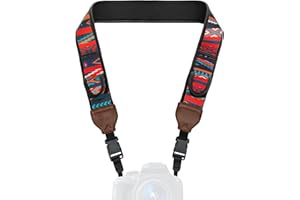 USA GEAR TrueSHOT Sangle Appareil Photo Numérique DSLR/SLR, Courroie pour Réflex avec Pochettes de Rangement Rembourrées - Compatible avec Canon EOS, Nikon, Pentax et Plus - Bohème