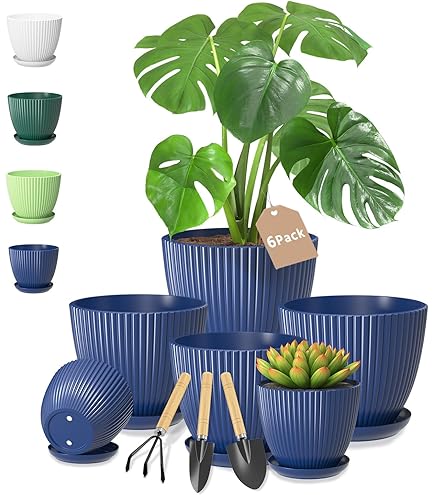 thumbnail image 2 of 6.5’’ Ndoor Set Of 5 Plastc Planters Modern Flower Pot Wth Dranage 2 of 11