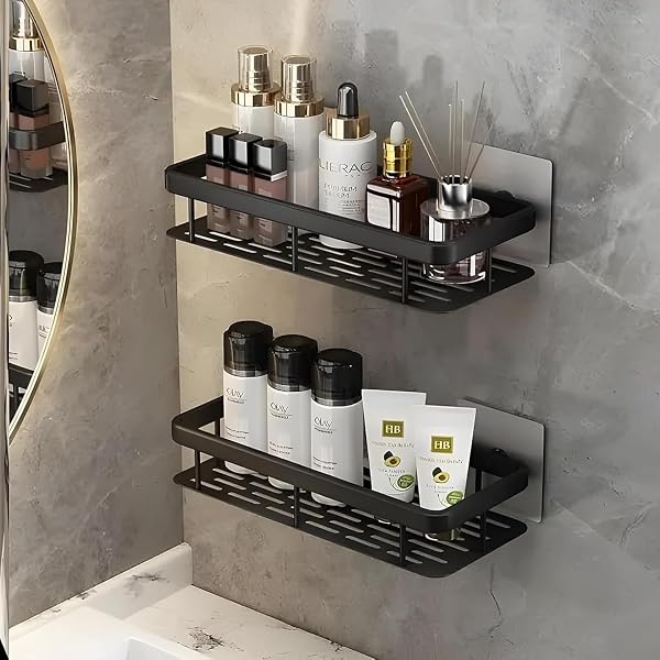 Kitchwell Bathroom Accessories - Multipurpose Bathroom Shelf for Wall | Self-Adhesive Wall Mounted Bathroom Organiser Rack and Washroom Storage Stand for Shampo