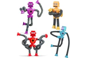 OHH-NANJOO 4 Pièces Jouets Extensibles à Ventouse Pop Tube, Ventouse Télescopique, Jouet Sensoriel Robot, Jouet Sensoriel Éducatif Amusant De Soulagement du Stress, Tuyau Extensible