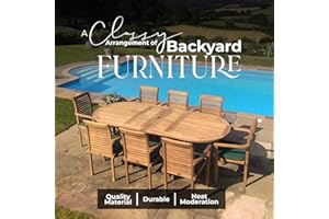 Emporium Furniture Wooden Garden Furniture| Extendable Dining Table with 8 Stacking & Folding Chairs| Quality Teak Wood Outdoor Dining Sets| Patio Set (8 Stacking Chairs with Table)