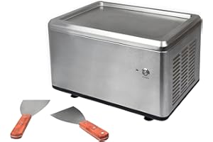 zoomyo Machine à glace en rouleau, de délicieux rouleaux de crème glacée en seulement 3 minutes, fonctionnement par un seul bouton, incl. 2 spatules en métal