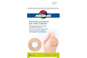 FOOT CARE MASTER AID Footcare Calli - Paracalli Adesivi - Per Lenire il Dolore associato a Nodi e Duroni - 1 Confezione da 4 Pezzi - 35mm Diametro Esterno, 15mm Diametro Interno