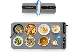 Haedswer Vassoio Riscaldante Elettrico, portatile, pieghevole, in silicone, 40-100°C, facile da pulire, con materiale nano, per buffet, feste, scongelamento (Grigio)