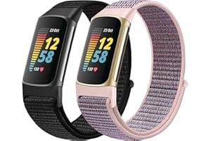 Runostrich Sport Loop Nylon Watch Straps Only Compatible with Fitbit Charge 5 Strap, Adjustable Breathable Replacement Soft Nylon Loop Wristband for Women Men for Fibti Charge 5