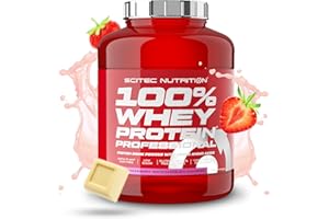 Scitec Nutrition 100% Whey Protein Professional - Mejorada con Aminoácidos Extra y Enzimas Digestivas - Sin gluten - Sin aceite de palma, 2.35 kg, Fresa - Chocolate blanco