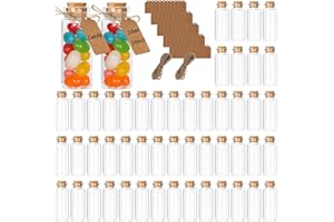 CulnCraz 50 Pcs 20ml Mini Glass Wish Bottles with Cork Stoppers, Tiny Glass Jars with Label Tags and String, Mini Vials for Decoration, Wedding Party, Arts Crafts, Party Favors