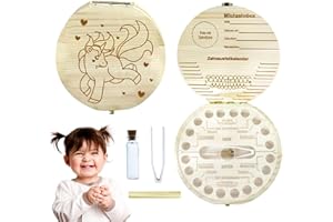 KOIROI Boîte à Dents de lait, Boîte à Dents en Bois, Boîte à Dents de lait en Bois avec Pince à épiler et Bouteille, Boîte pour Dents de Lait pour les enfants et les filles, Cadeau de Naissance Bebe