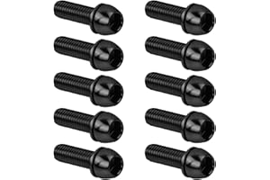 GRANVOO 10 Piezas Pernos de Vástago de Bicicleta, M6x20 mm Tornillos de Vástago de Bicicleta, Bicicleta Disco Freno Pinza Tornillos con Arandelas, Tornillos para Potencia de Bicicleta de Montaña (Negro)