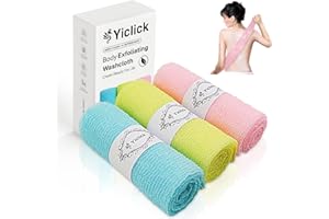 Yiclick Lot de 3 débarbouillettes exfoliantes japonaises, exfoliantes coréennes, pour le dos pour la douche, le bain, le corps, éponge africaine, luffa, couleurs Luffa