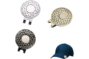 DHWEKU Clip magnético para Marcador de Pelota de Golf, Clip para Sombrero, Ayuda para Entrenamiento de Golf, Accesorios de aleación de Zinc, Color Plateado, Bronce y Negro, 3 uds