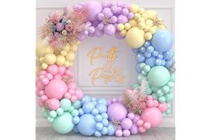 FAIRYMAIDEN Catena per Palloncini Colorati Macaron, 141pcs Colori Assortiti Palloncini Macaron Lattice Arcobaleno Palloncino Ghirlanda Kit Pastello per Compleanno Matrimonio Natale Baby Shower Party