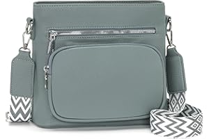 Snmoec damen handtasche mittelgross umhängetasche damen mittelgroß crossbody bag Veganes Leder umhängetasche mit breitem gurt damentaschen Graublau