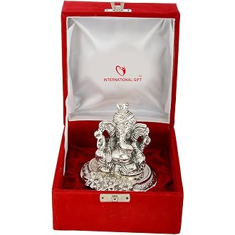 INTERNATIONAL GIFT® Silver Plated Pagdi Ganesh God Idol...