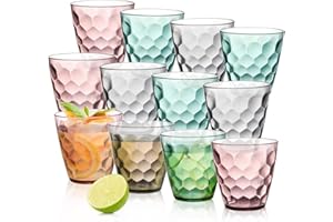 Lawei Lot de 12 verres à eau incassables, de qualité supérieure, empilables et réutilisables pour le dîner, la maison, les restaurants, sans BPA, lavables au lave-vaisselle