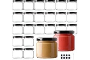 YBCPACK 24 Stück Marmeladengläser Klein mit Deckel 150ml, Einmachgläser mit Schraubdeckel, Luftdicht & Spülmaschinenfest - Kleine Schraubgläser mit Etiketten und Stift für Marmelade, Joghurt, Honig