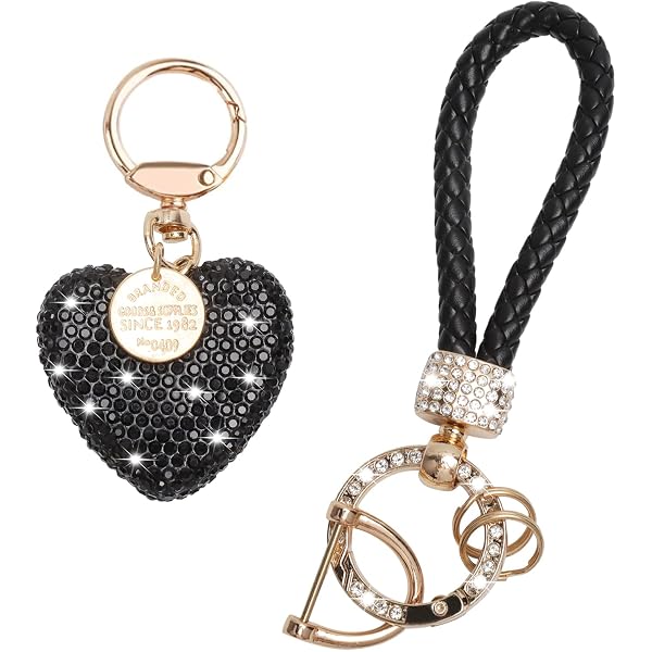 Seraphis Portachiavi a forma di cuore, con strass blu, con ciondolo a forma di cuore, per donne