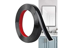 Hengrongshen Zierleisten Selbstklebend Schwarz Matt (12M x 2cm) abziehen und aufkleben, Flexible PVC Wandleisten, Ideal für Wand, Spiegel, Decke, Boden, Schrank, Fliesen, Kanten, DIY Zierleisten