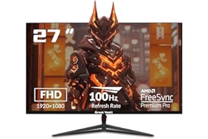 Great voell 27-Inch Gaming Monitor, 100Hz, FHD (1920x1080P), HDR, 99% sRGB, FreeSync, Built-in Speakers, Anti-Blue Light, VESA Mountable, HDMI/DP, Tilt Adjustable, 16:9 PC Screen