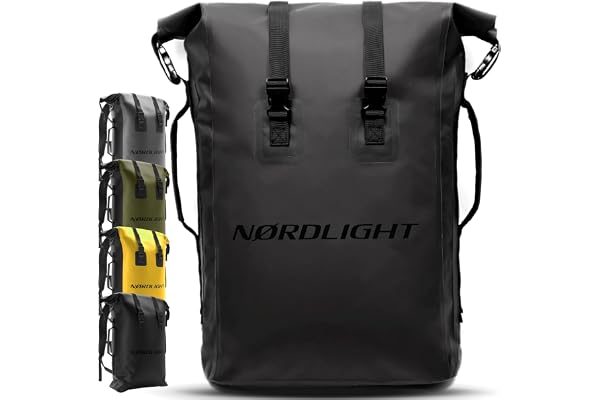 Nordlight vattentät ryggsäck med rulltopp - torr ryggsäck med 15-tums fack för bärbar dator, ytter- och innerfickor