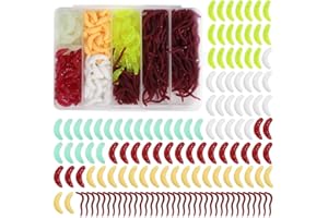 Vicloon Vermi Artificiali, Vermi Morbidi e Piccoli Lombrichi, Esca Artificiale Vermi Pesce, Vermi in Plastica Morbida, per Acqua Salata e Dolce, per Spigola, Trota, Glaucomi