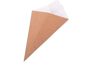 DIFORMA Lot de 100 cônes à frites en carton kraft pour frites avec poche pour nourriture à emporter, anti-fuites, respectueux de l'environnement, recyclables (100)