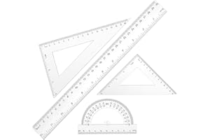 Thinp 4-częściowy zestaw plastikowych linijek Plastikowa przezroczysta linijka Zestaw plastikowych linijek do geometrii Matematyczne narzędzie do geometrii Przezroczysta linijka do szkoły podstawowej