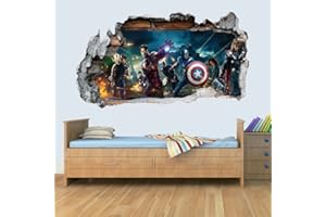 GIZMOZ N GADGETZ Marvel Avengers Autocollant mural en vinyle pour chambre à coucher garçon et fille 3D L