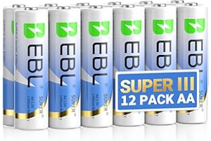 EBL Lithium Batterie AA 3700mAh 1.5V 12 Stück - AA Lithium Batterien Hochleistungs Hoher Kapazität, Nicht Wiederaufladbare Batterie AA für Blink Outdoor Camera, Digitalkamera, Spielzeug, Fernbedienung