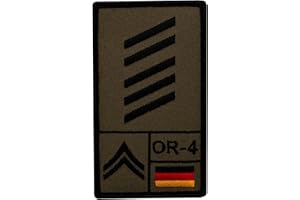 ‎CAFÉ VIERECK Café Viereck ® Oberstabsgefreiter Bundeswehr Heer – Rank Patch mit Dienstgrad – Gestickt mit Klett – 9,8 cm x 5,6 cm – Oliv – Linke Seite