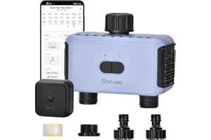 ‎SHRIVEE Shrivee Bewässerungscomputer WLAN 2 ausgänge, Garten Bewässerungsuhr, Automatische Bewässerungssteuerung mit App/Sprachsteuerung,für Garten Gewächshaus