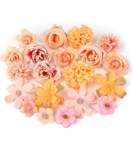 Fleurs Artificielles JOZMMZEOOA Lot De 40 - Soie Réaliste - 4-4.5cm - Série Jaune - DIY Mariage Décoration