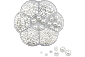 Dreamark 1150 Stück Weiße Perlen Set, 3/4/5/6/8/10/12mm Weiße Runde Perlen zum Auffädeln Perlen Ketten Selber Machen Set Perlen für Armbänder, Ohrringe, Halskette, Schmuck und Kleidung Dekorieren