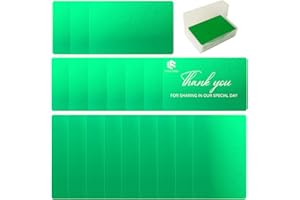 FONLAND Carte de Visite en Métal Blancs 100Pcs, Alliage d'Aluminium Gravée au Laser Vierge Cartes, Impressionnante Carte de Visite Vierge Gravée pour Bureau Cartes Cadeaux DIY, Vert