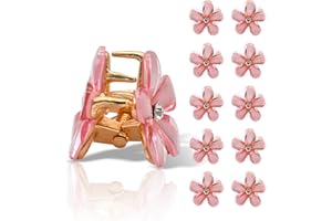 PAITOK Ensemble de mini pinces à cheveux en forme de fleur, pinces à cheveux antidérapantes pour filles femmes,quotidien,fête,mariage,accessoires de coiffure (10 pièces, rose)