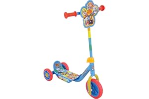 Paw Patrol 3-Wheel Scooter for Kids Deluxe Edition Officially Licensed with Exciting Decals Sturdy Steel Frame Puncture-Proof Tires, Adjustable Handlebar Height - 3+ Years