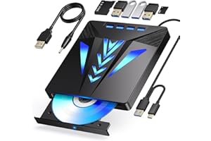 AELRSOCH Externes Blu-ray Laufwerk Blu-ray Laufwerk BD/DVD Player Lesen/Schreiben Tragbares Blu-ray Laufwerk USB 3.0 und Typ-C DVD/CD/BD Recorder Ultra High Definition Blu-ray Recorder für Windows 7/8/10/11