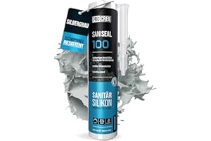 PROCREA® Premium Silikon "Saniseal 100" (silbergrau) [mit Anti-Schimmel-Formel] Hochwertiges Sanitärsilikon zum abdichten für Fugen in Bad, Dusche & Küche uvm. - Silicon hellgrau in Profi-Qualität