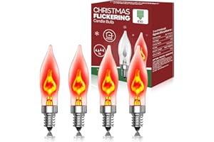 BrightArk Bombillas de Vela E10 230V, Blanca Cálida Efecto Llama Bombillas E10 Bombilla de repuesto de 1,5 W para velas de Navidad para Arcos, Luces de Puente, Velas de Navidad (Pack de 4)