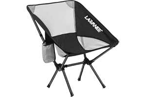 LARMNEE Chaise de camping pliable - Charge maximale : 120 kg - Ultra légère - Petite chaise pliante avec sac de transport - Pour l'extérieur, pique-nique - Noir EBK02LC02
