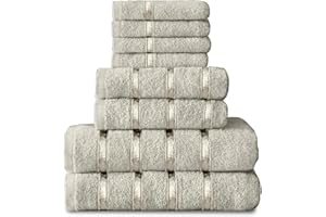 GC GAVENO CAVAILIA GC Luxueux 100% coton 8PC Serviette Bale Lot égyptien Face à la main de bain de salle de bain Crème NEUF
