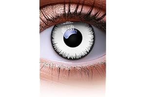 Meralens Lenti a Contatto Colorate Lunatic Bianco - Heroes Of Cosplay - ideali per Manga Anime Sharingan Halloween – Lenti giornaliere - 1 Coppia senza correzione