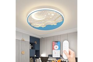RRBEST Lampada da soffitto a LED per bambini, Lampada da soffitto a stella e luna, Plafoniera Led Soffitto Dimmerabile, Cartoon Lampada da soffitto creativa Camera da letto della ragazzi ragazze