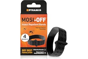 Pyramid Mosi-Off Insect Repellent Bands - 4X Mosquito Repellent Bracelet with Dry DEET Formula - Up to 100 Hours of Protection Against Flying & Biting Insects - Easy to Wear and Adjust